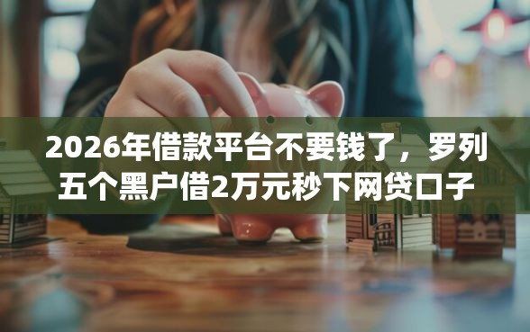2026年借款平台不要钱了，罗列五个黑户借2万元秒下网贷口子app