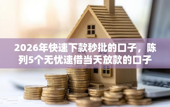 2026年快速下款秒批的口子，陈列5个无忧速借当天放款的口子