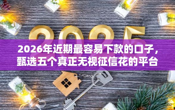 2026年近期最容易下款的口子，甄选五个真正无视征信花的平台