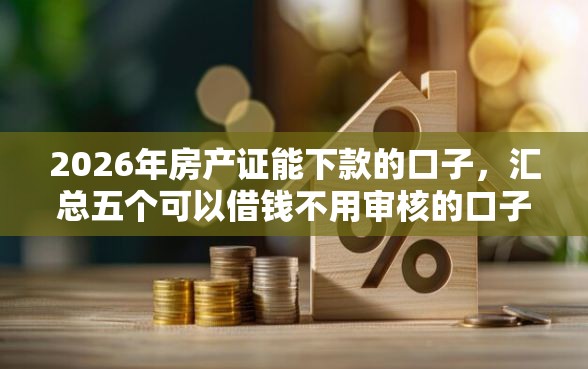 2026年房产证能下款的口子，汇总五个可以借钱不用审核的口子