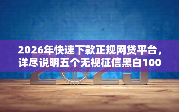 2026年快速下款正规网贷平台，详尽说明五个无视征信黑白100%秒下平台