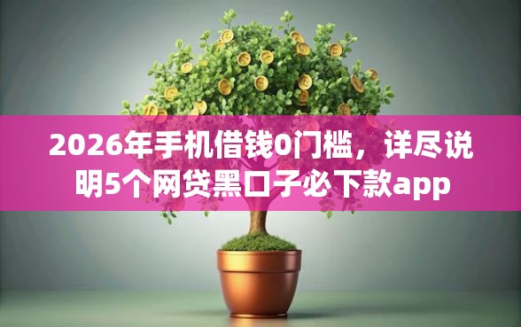 2026年手机借钱0门槛，详尽说明5个网贷黑口子必下款app