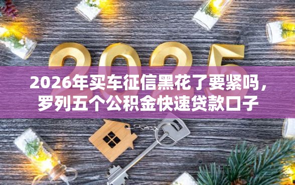 2026年买车征信黑花了要紧吗，罗列五个公积金快速贷款口子