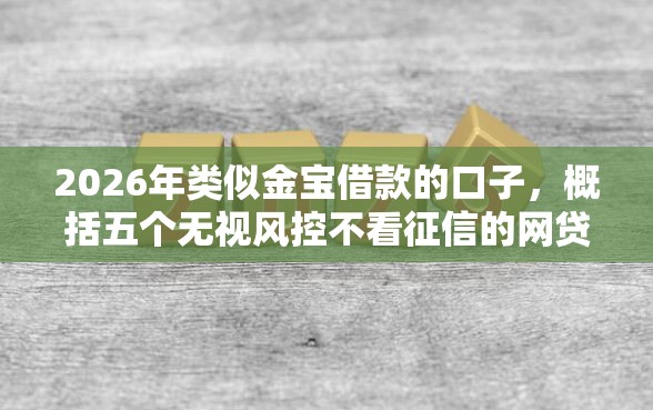 2026年类似金宝借款的口子，概括五个无视风控不看征信的网贷
