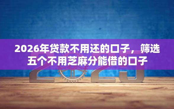 2026年贷款不用还的口子，筛选五个不用芝麻分能借的口子