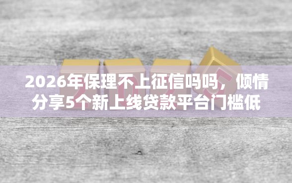 2026年保理不上征信吗吗，倾情分享5个新上线贷款平台门槛低口子