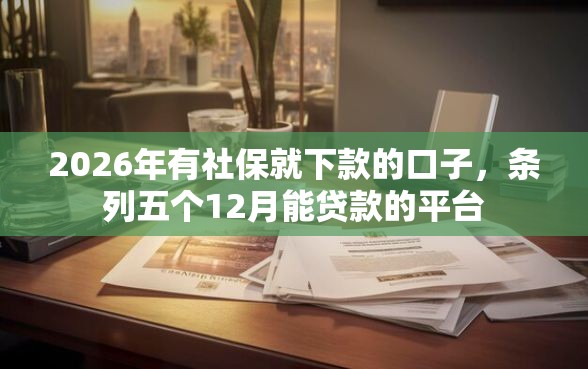 2026年有社保就下款的口子，条列五个12月能贷款的平台