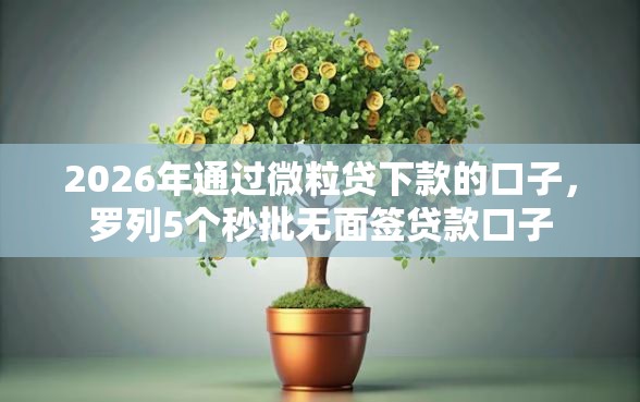 2026年通过微粒贷下款的口子，罗列5个秒批无面签贷款口子