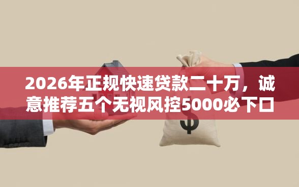 2026年正规快速贷款二十万，诚意推荐五个无视风控5000必下口子