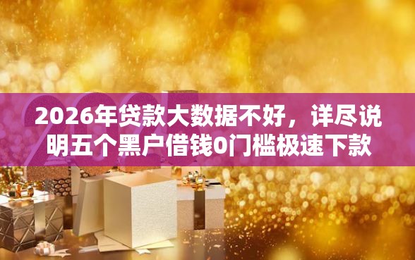2026年贷款大数据不好，详尽说明五个黑户借钱0门槛极速下款平台