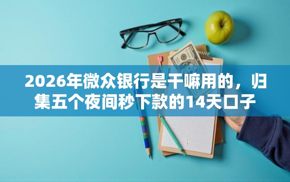2026年微众银行是干嘛用的，归集五个夜间秒下款的14天口子