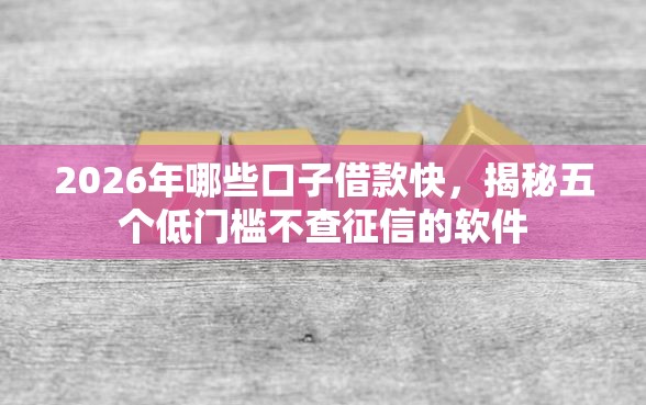 2026年哪些口子借款快，揭秘五个低门槛不查征信的软件