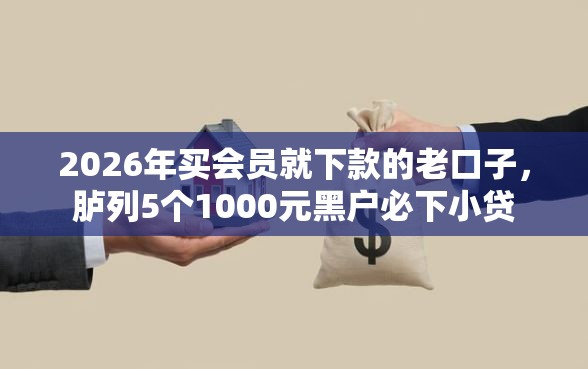 2026年买会员就下款的老口子，胪列5个1000元黑户必下小贷
