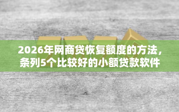 2026年网商贷恢复额度的方法，条列5个比较好的小额贷款软件