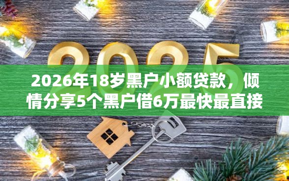 2026年18岁黑户小额贷款，倾情分享5个黑户借6万最快最直接的渠道