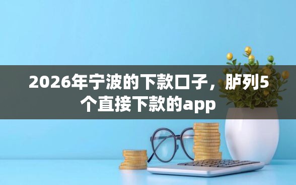 2026年宁波的下款口子，胪列5个直接下款的app