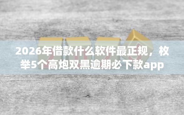 2026年借款什么软件最正规，枚举5个高炮双黑逾期必下款app