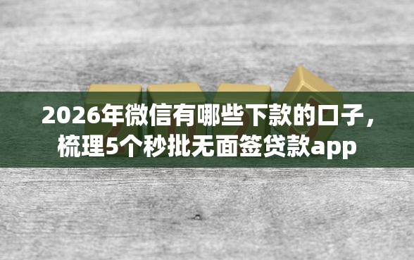 2026年微信有哪些下款的口子，梳理5个秒批无面签贷款app