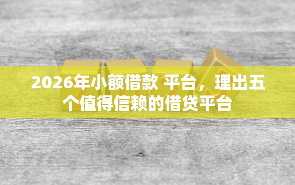 2026年小额借款 平台，理出五个值得信赖的借贷平台