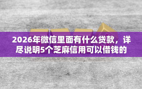 2026年微信里面有什么贷款，详尽说明5个芝麻信用可以借钱的平台