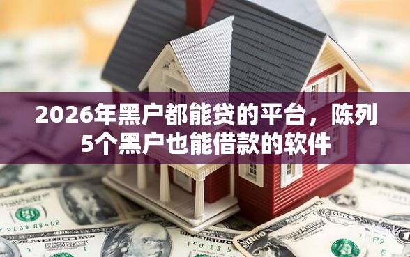 2026年黑户都能贷的平台，陈列5个黑户也能借款的软件