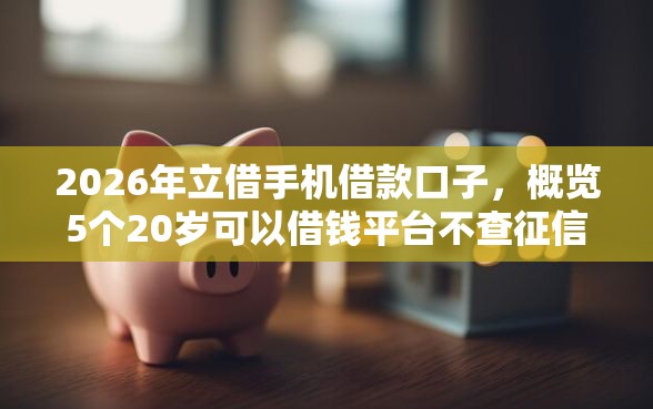 2026年立借手机借款口子，概览5个20岁可以借钱平台不查征信的平台