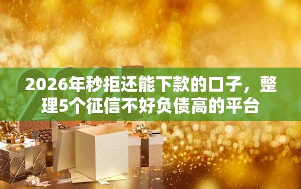 2026年秒拒还能下款的口子，整理5个征信不好负债高的平台