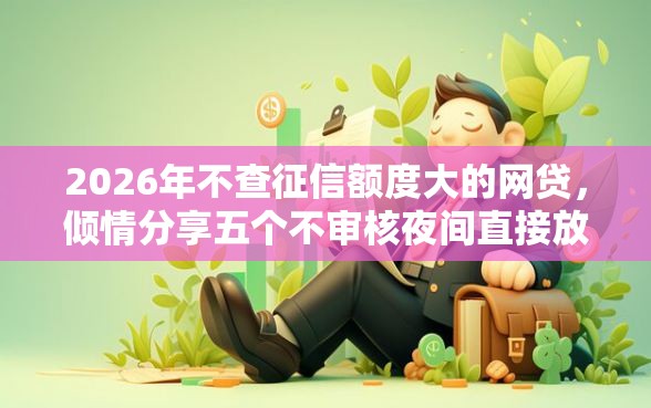 2026年不查征信额度大的网贷，倾情分享五个不审核夜间直接放款的网贷口子