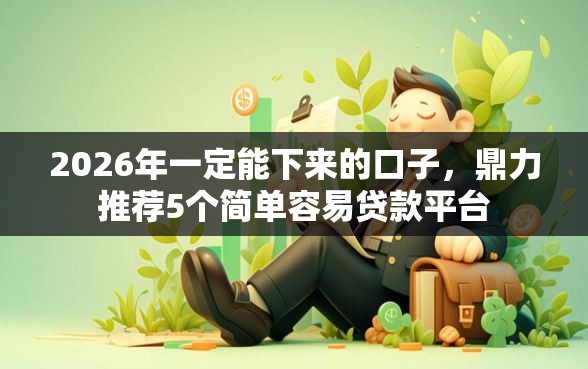 2026年一定能下来的口子，鼎力推荐5个简单容易贷款平台
