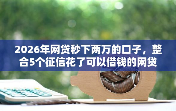 2026年网贷秒下两万的口子，整合5个征信花了可以借钱的网贷平台
