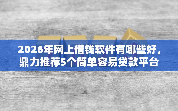 2026年网上借钱软件有哪些好，鼎力推荐5个简单容易贷款平台