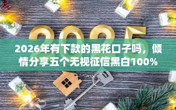 2026年有下款的黑花口子吗，倾情分享五个无视征信黑白100%秒下app