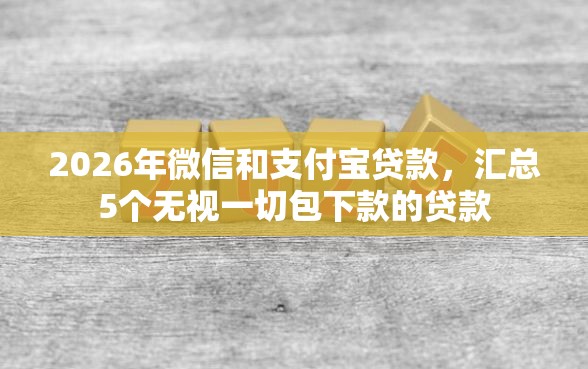 2026年微信和支付宝贷款，汇总5个无视一切包下款的贷款