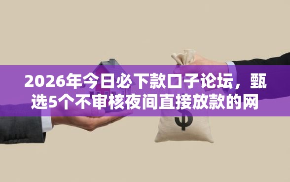 2026年今日必下款口子论坛，甄选5个不审核夜间直接放款的网贷口子