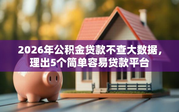 2026年公积金贷款不查大数据，理出5个简单容易贷款平台
