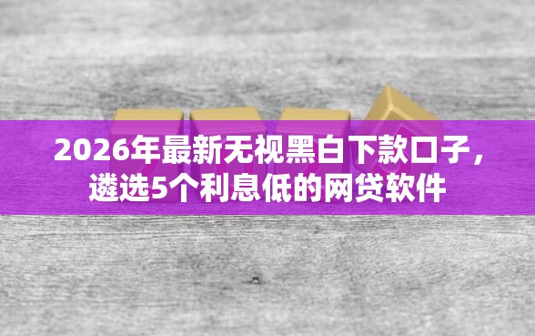 2026年最新无视黑白下款口子，遴选5个利息低的网贷软件