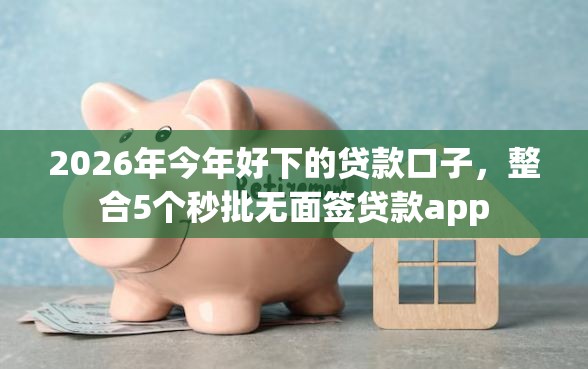 2026年今年好下的贷款口子，整合5个秒批无面签贷款app