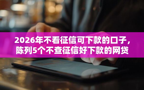 2026年不看征信可下款的口子，陈列5个不查征信好下款的网贷软件