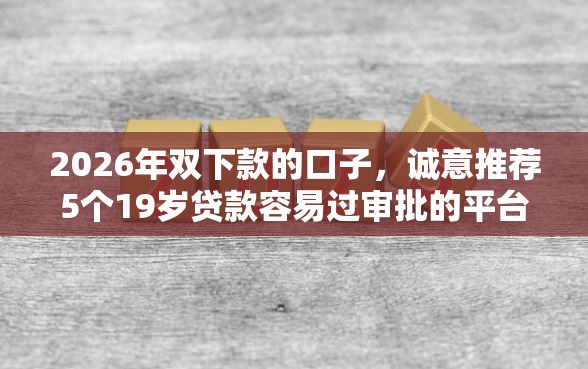 2026年双下款的口子，诚意推荐5个19岁贷款容易过审批的平台
