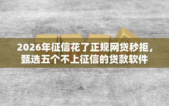 2026年征信花了正规网贷秒拒,甄选五个不上征信的贷款软件 2026年征信花了正规网贷秒拒,甄选五个不上征信的贷款软件