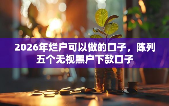 2026年烂户可以做的口子，陈列五个无视黑户下款口子