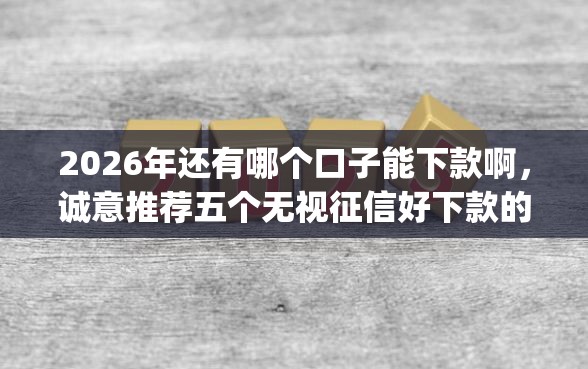 2026年还有哪个口子能下款啊，诚意推荐五个无视征信好下款的借款app