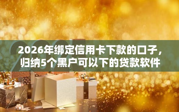2026年绑定信用卡下款的口子，归纳5个黑户可以下的贷款软件
