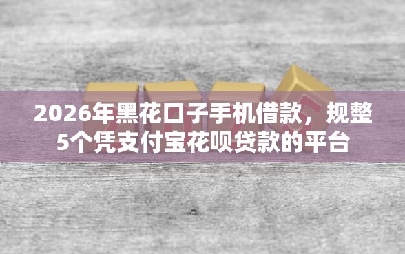 2026年黑花口子手机借款，规整5个凭支付宝花呗贷款的平台