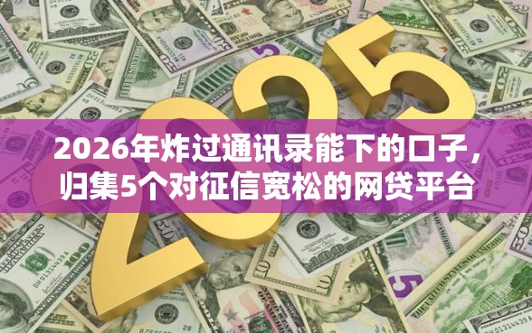 2026年炸过通讯录能下的口子，归集5个对征信宽松的网贷平台