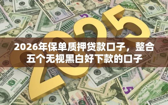 2026年保单质押贷款口子，整合五个无视黑白好下款的口子