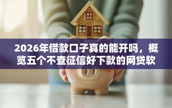 2026年借款口子真的能开吗，概览五个不查征信好下款的网贷软件