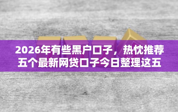 2026年有些黑户口子，热忱推荐五个最新网贷口子今日整理这五个软件