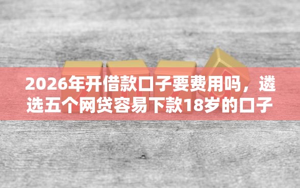 2026年开借款口子要费用吗，遴选五个网贷容易下款18岁的口子