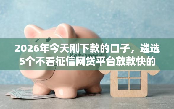 2026年今天刚下款的口子，遴选5个不看征信网贷平台放款快的app